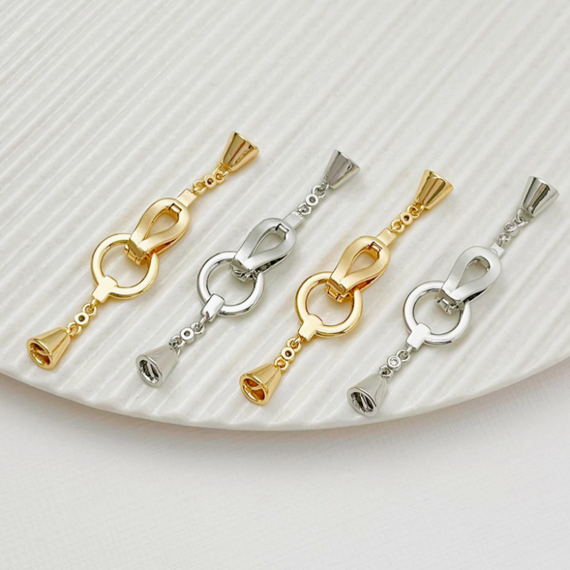 Brass 14K And Platinum Plated Double Side Beads Tray Connector Twister Clasp