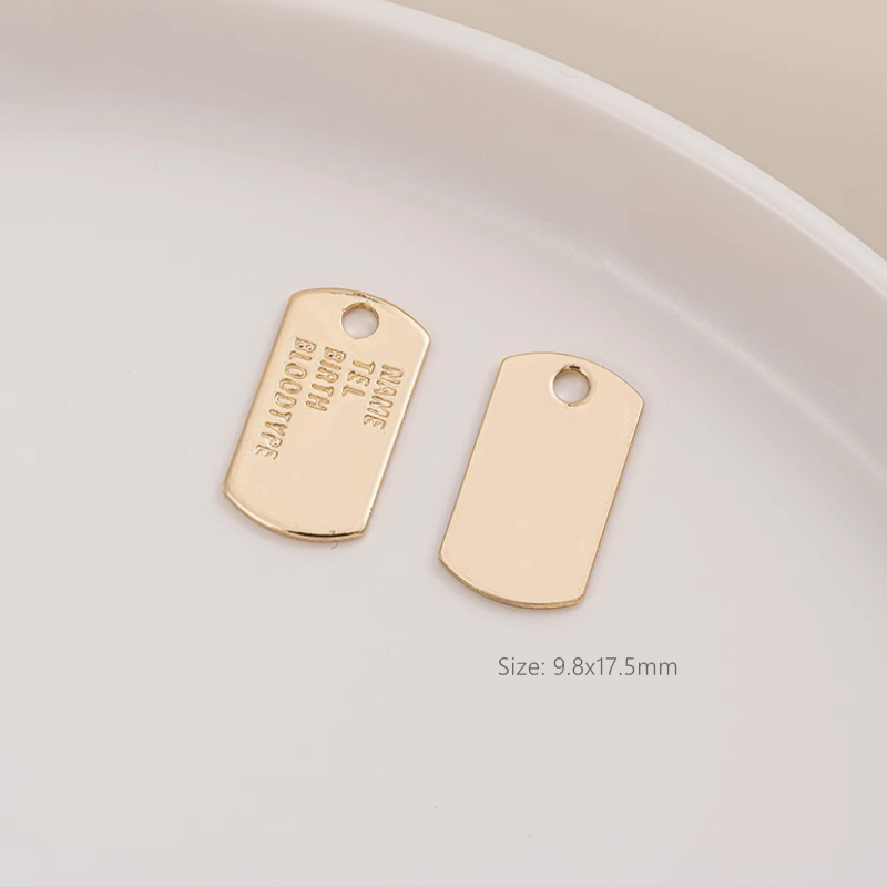 Brass Gilded Charms Pendant Piece Coin Ellipse Rectangle Plate