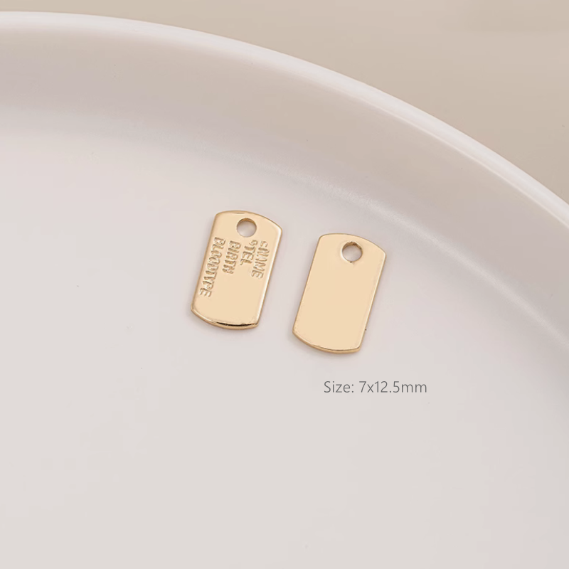 Brass Gilded Charms Pendant Piece Coin Ellipse Rectangle Plate