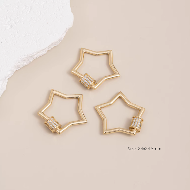 Brass 14K Gilded Screw Jump Ring Loop Jewelry Connector