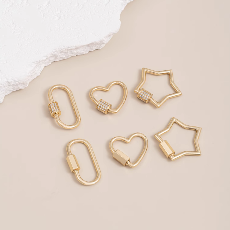 Brass 14K Gilded Screw Jump Ring Loop Jewelry Connector