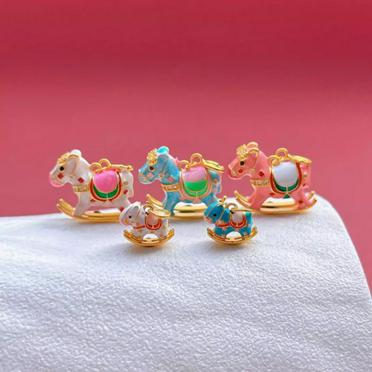 925 Silver  Enameling Colorful Carousel Fun Charms