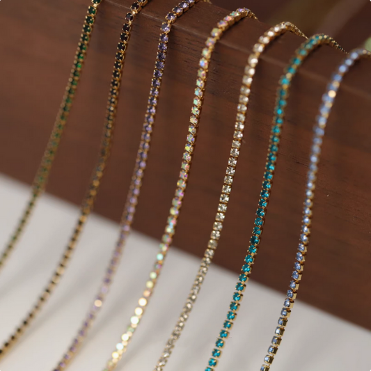 Brass Colorful Zircon Tiny Small Chains Necklace Accessories