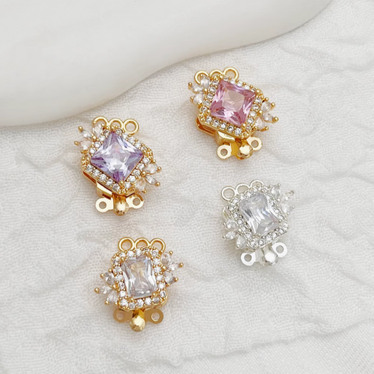 Brass Luxury Big Zirconic Square Insert Clasp Necklace Box Clasps