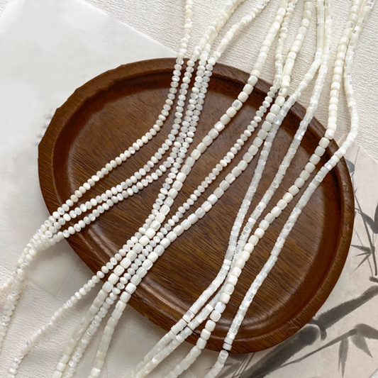 Nature Shell Made Column Round Beads